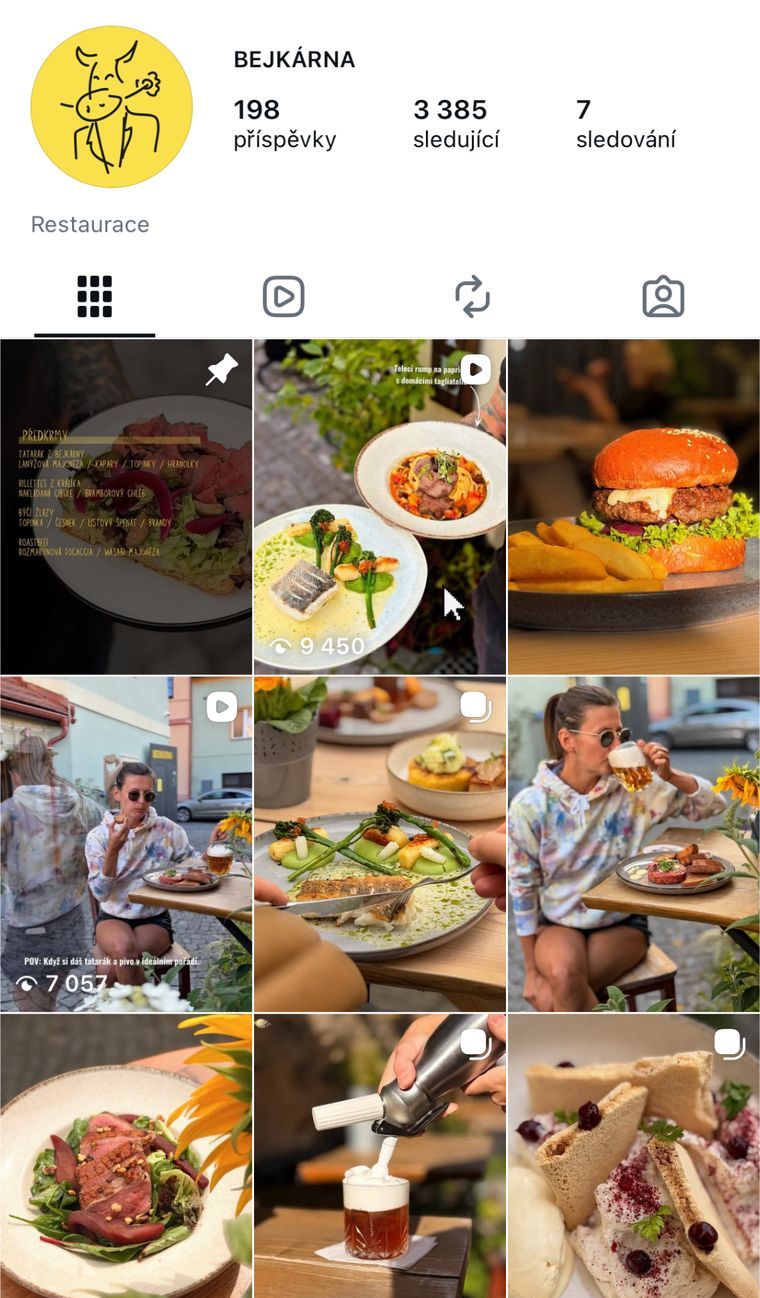 Instagramový profil Bejkárna