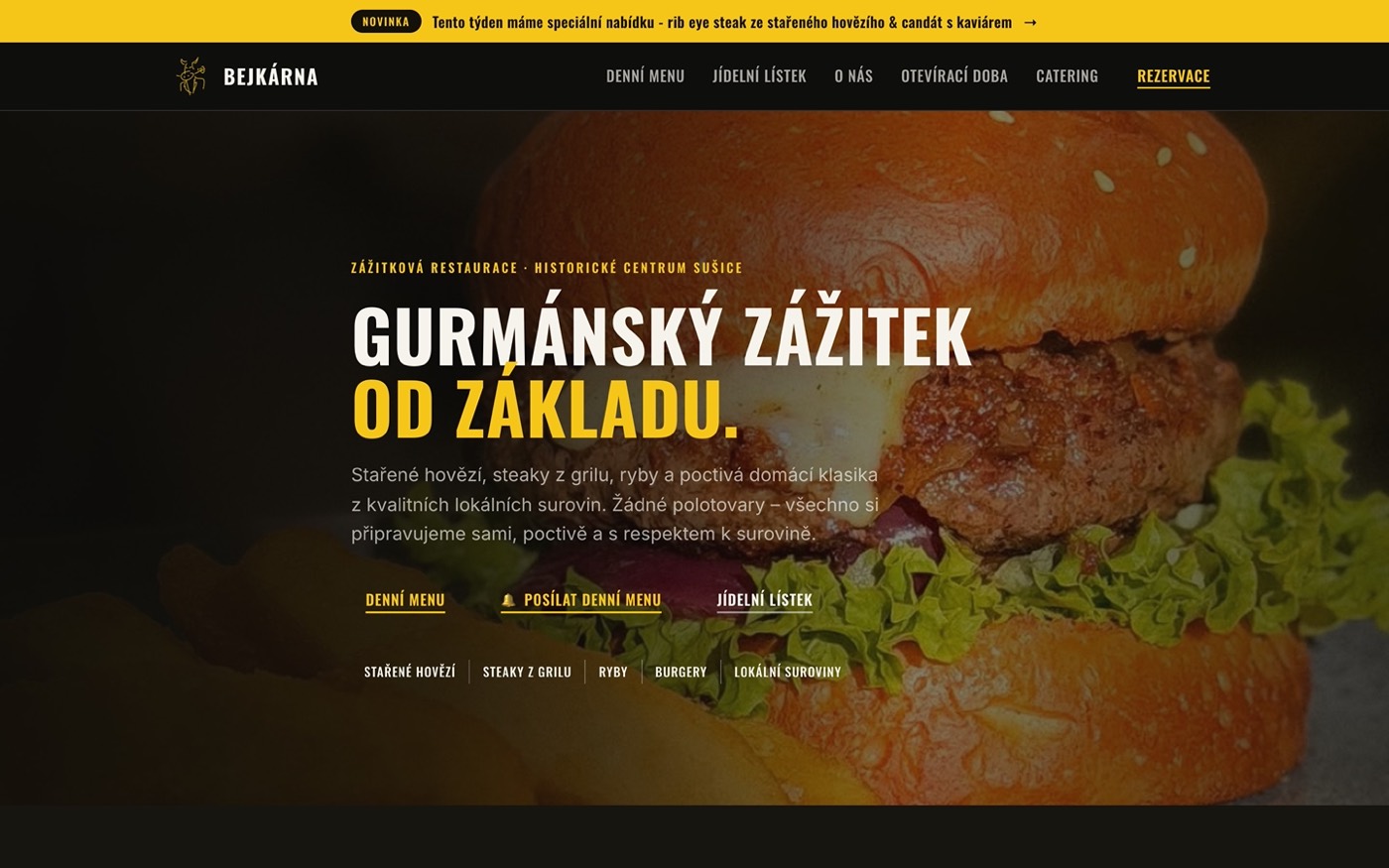 Web restaurace Bejkárna